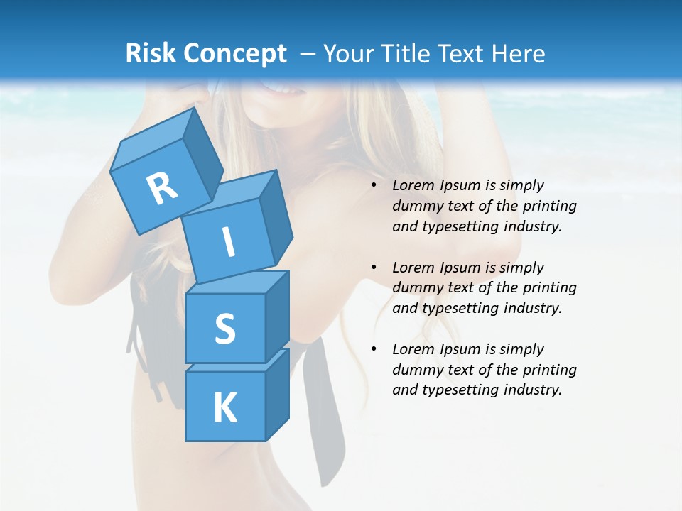 A Woman In A Bikini And Hat On The Beach PowerPoint Template