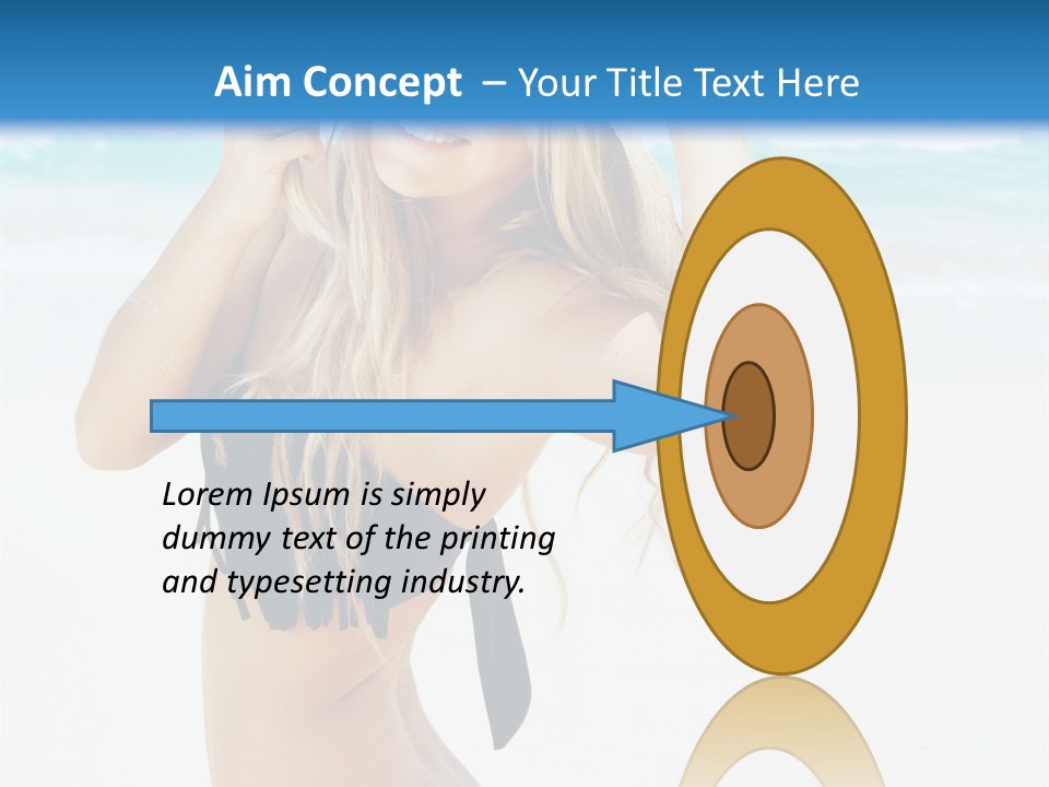 A Woman In A Bikini And Hat On The Beach PowerPoint Template