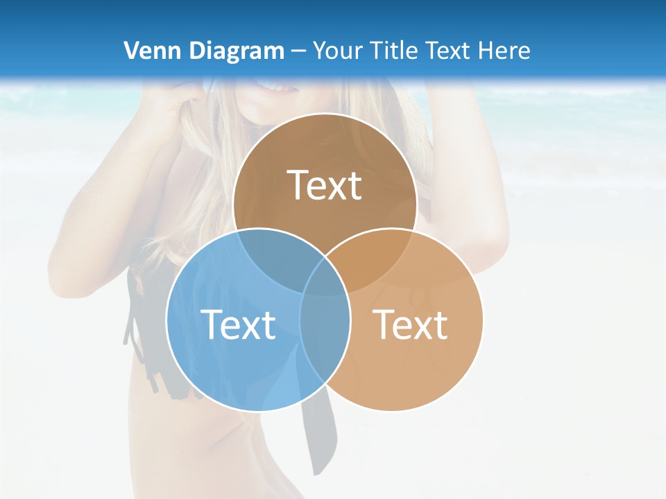 A Woman In A Bikini And Hat On The Beach PowerPoint Template