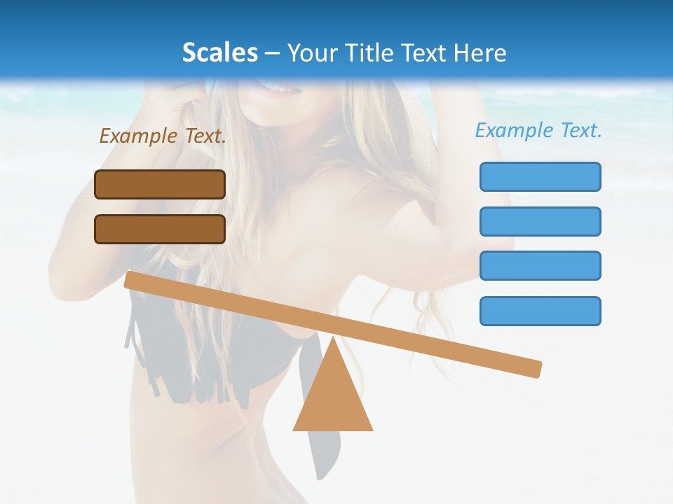 A Woman In A Bikini And Hat On The Beach PowerPoint Template