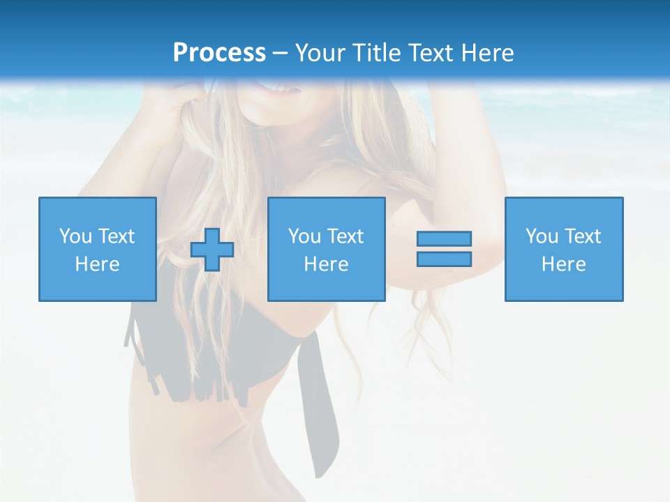 A Woman In A Bikini And Hat On The Beach PowerPoint Template