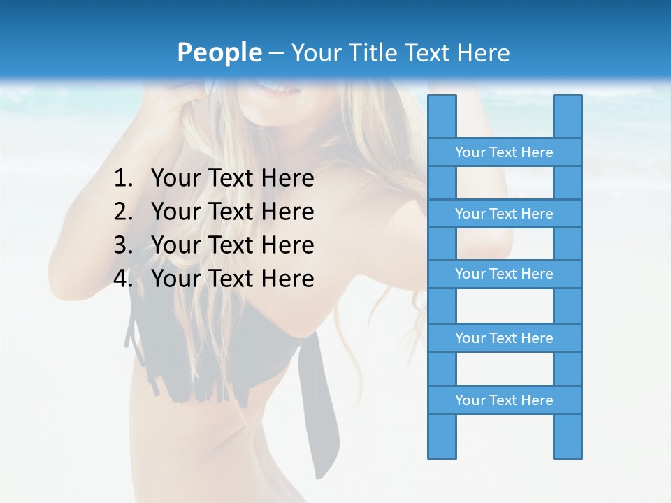 A Woman In A Bikini And Hat On The Beach PowerPoint Template