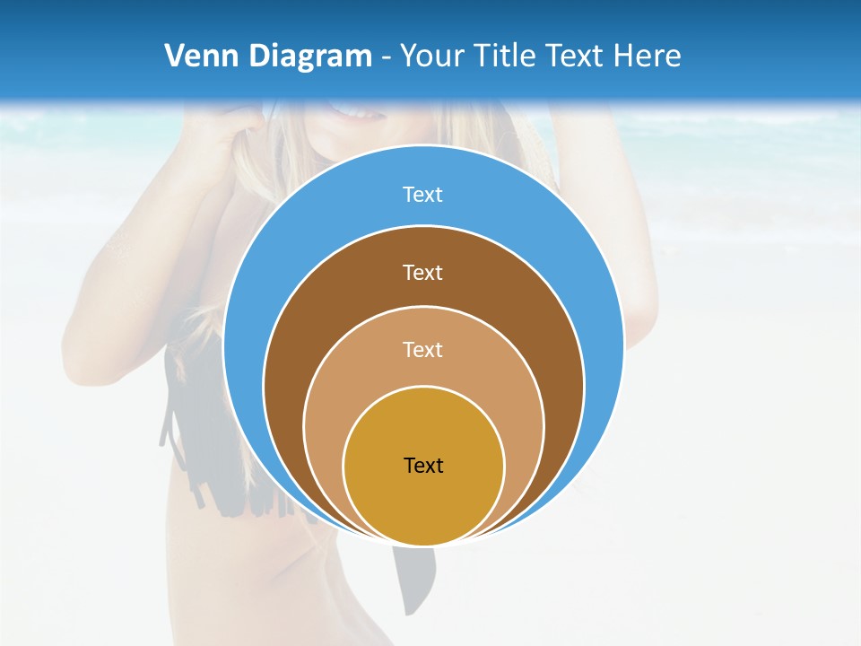 A Woman In A Bikini And Hat On The Beach PowerPoint Template