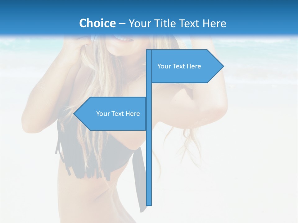 A Woman In A Bikini And Hat On The Beach PowerPoint Template