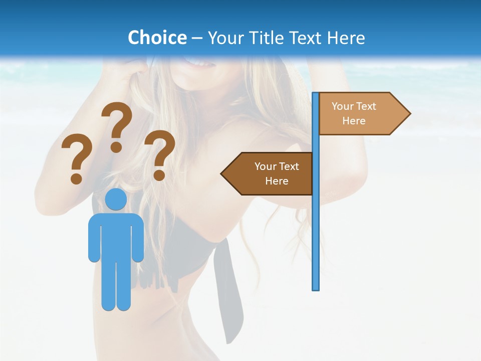 A Woman In A Bikini And Hat On The Beach PowerPoint Template