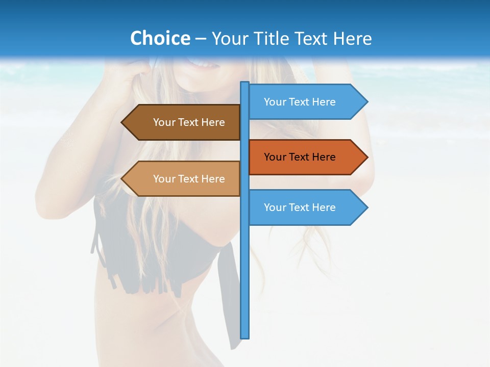 A Woman In A Bikini And Hat On The Beach PowerPoint Template