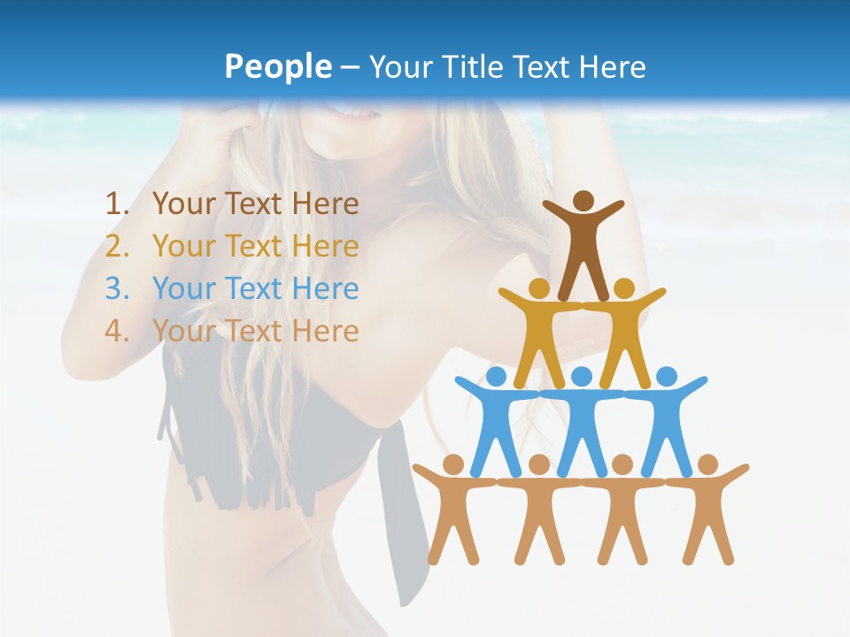 A Woman In A Bikini And Hat On The Beach PowerPoint Template