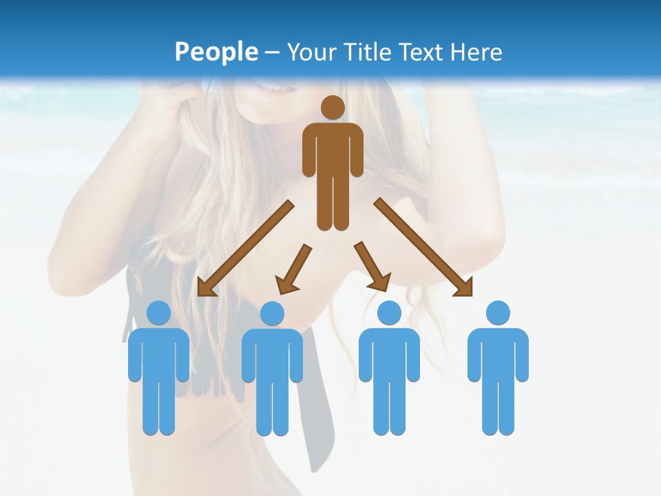 A Woman In A Bikini And Hat On The Beach PowerPoint Template