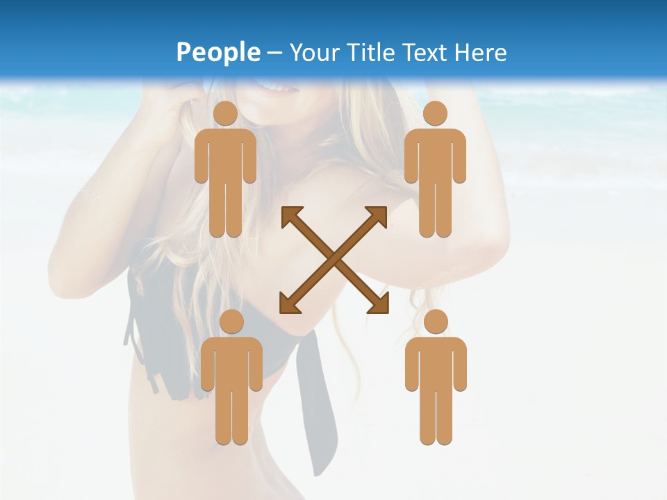 A Woman In A Bikini And Hat On The Beach PowerPoint Template