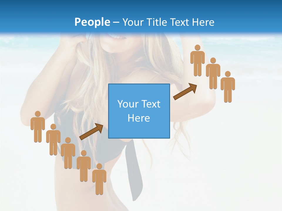 A Woman In A Bikini And Hat On The Beach PowerPoint Template