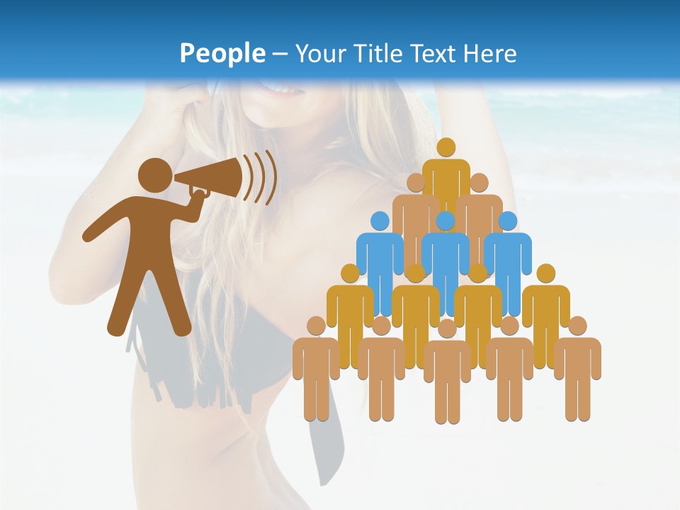 A Woman In A Bikini And Hat On The Beach PowerPoint Template