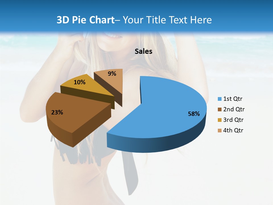 A Woman In A Bikini And Hat On The Beach PowerPoint Template