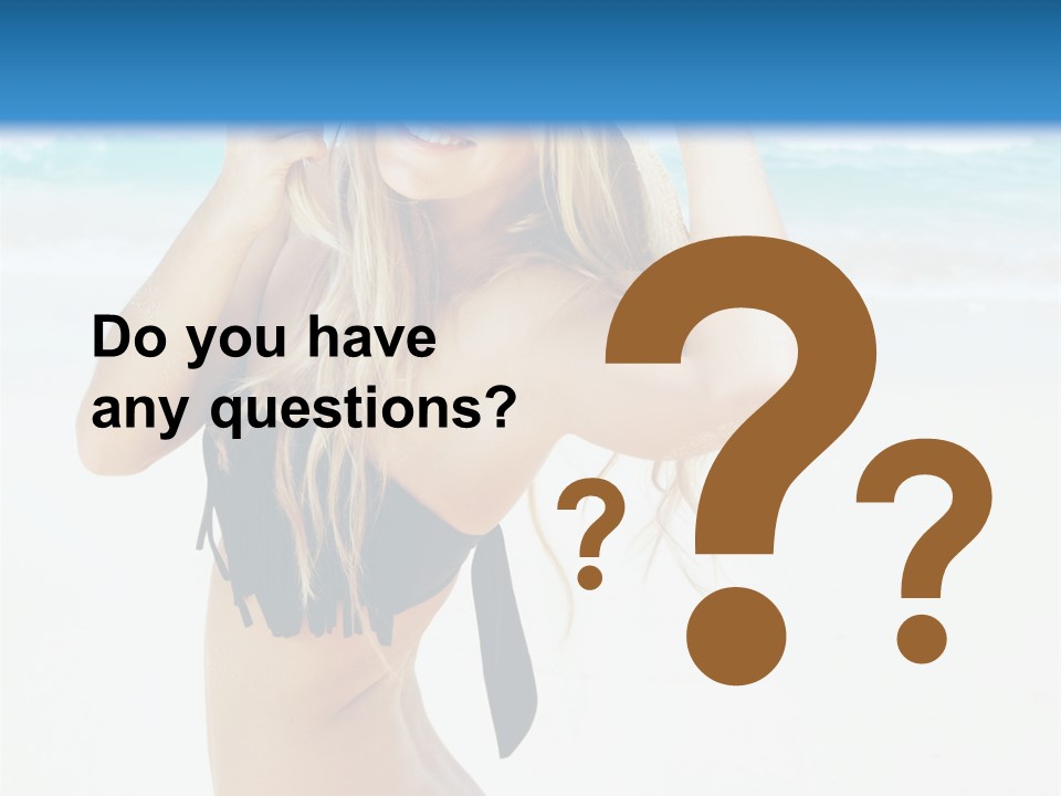 A Woman In A Bikini And Hat On The Beach PowerPoint Template