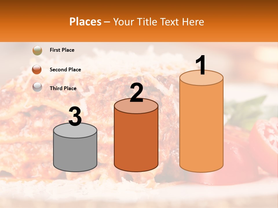 A Plate With Lasagna And Tomatoes On It PowerPoint Template