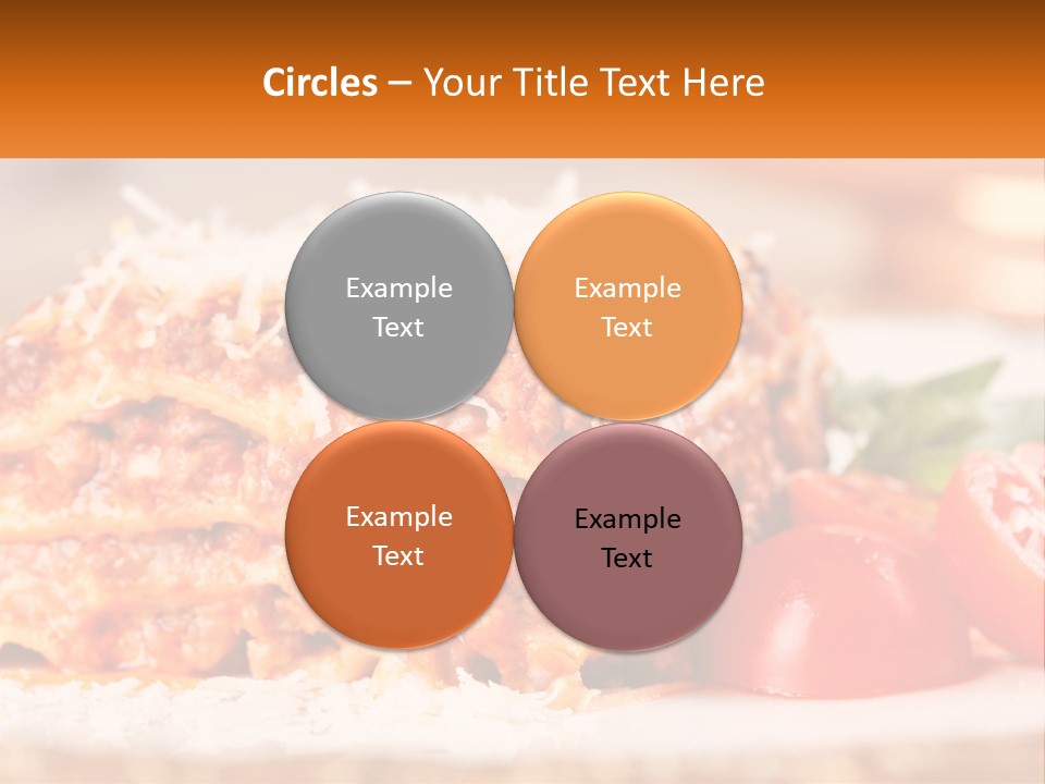 A Plate With Lasagna And Tomatoes On It PowerPoint Template