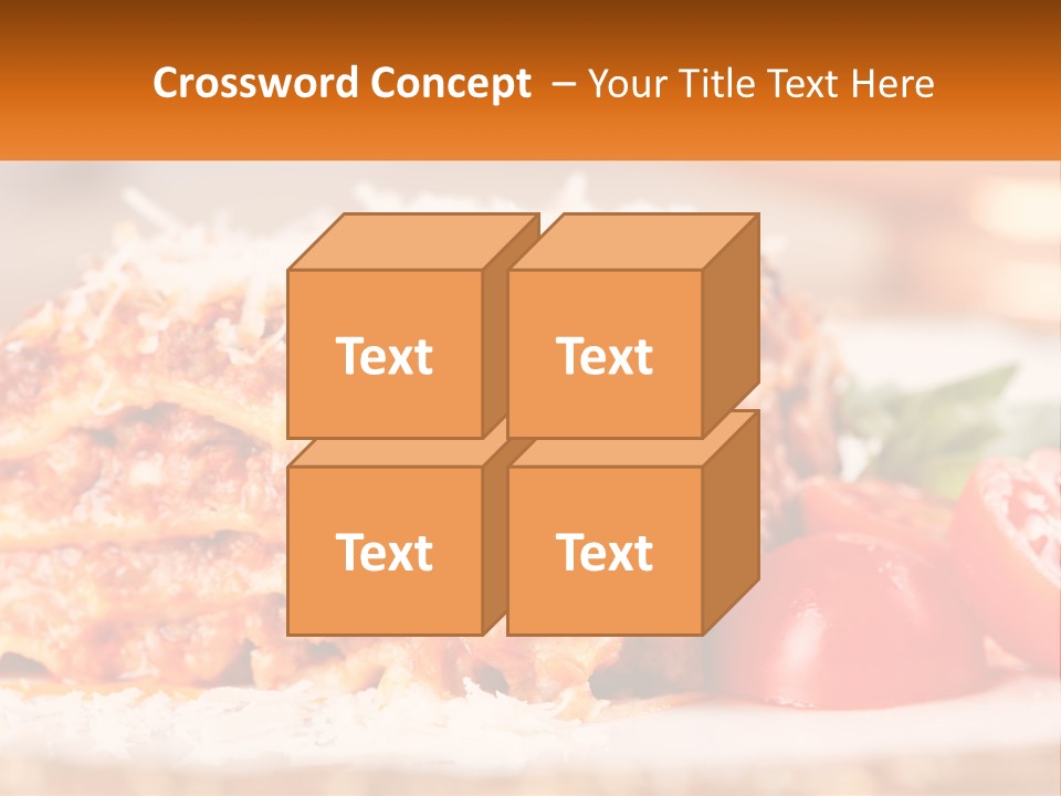 A Plate With Lasagna And Tomatoes On It PowerPoint Template