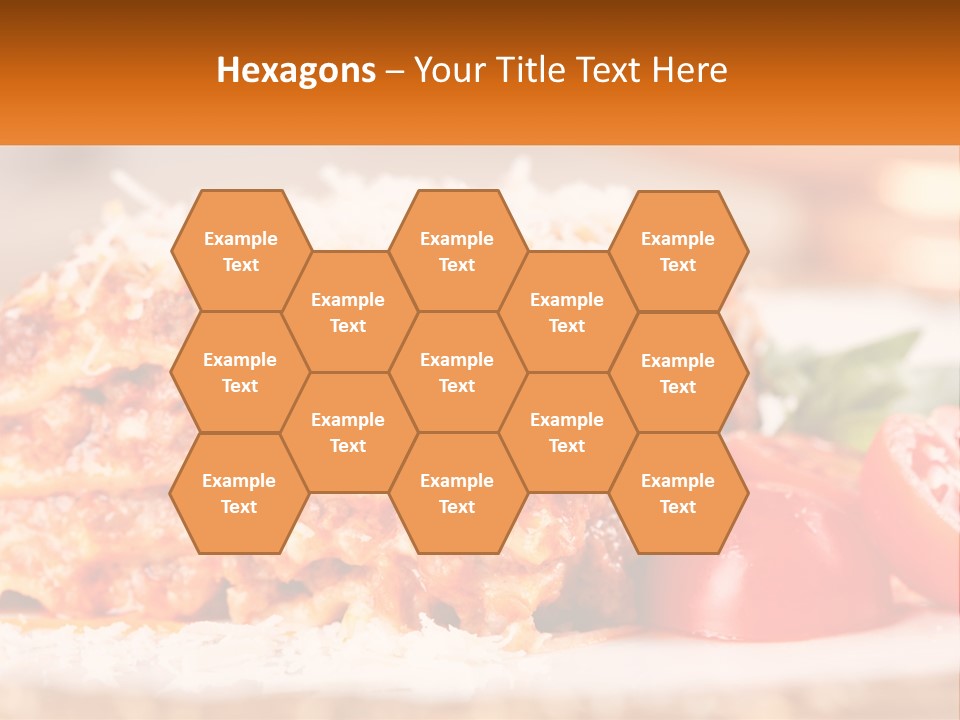 A Plate With Lasagna And Tomatoes On It PowerPoint Template