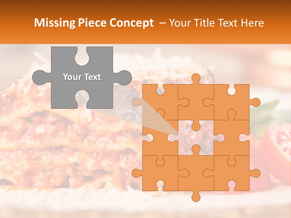 A Plate With Lasagna And Tomatoes On It PowerPoint Template