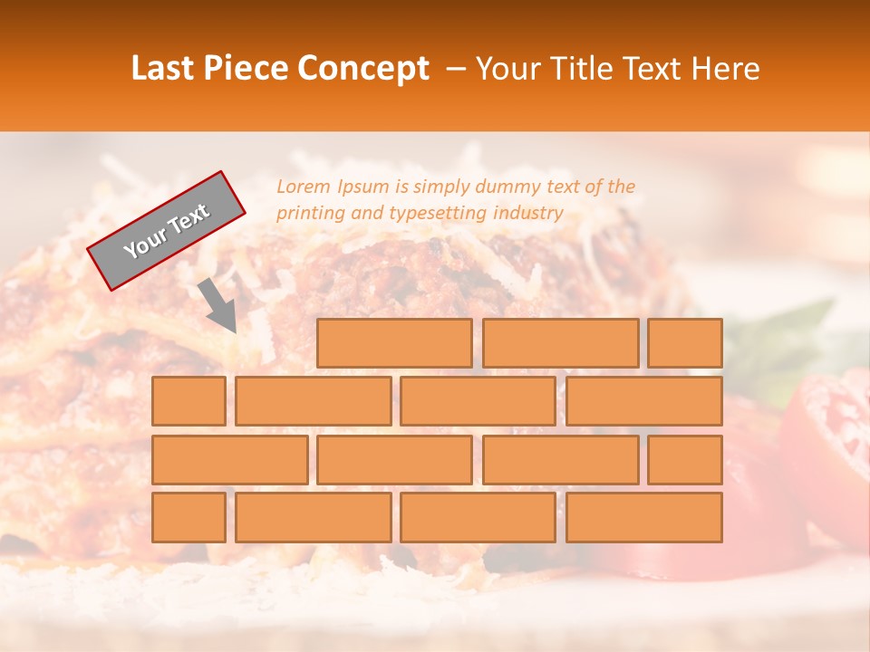 A Plate With Lasagna And Tomatoes On It PowerPoint Template