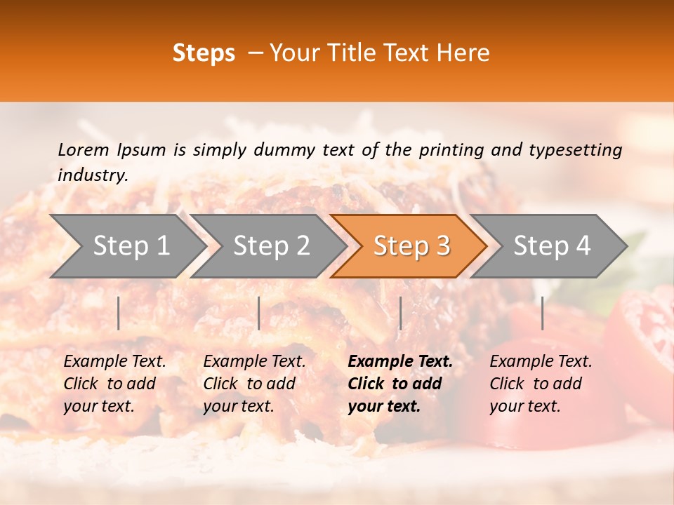 A Plate With Lasagna And Tomatoes On It PowerPoint Template