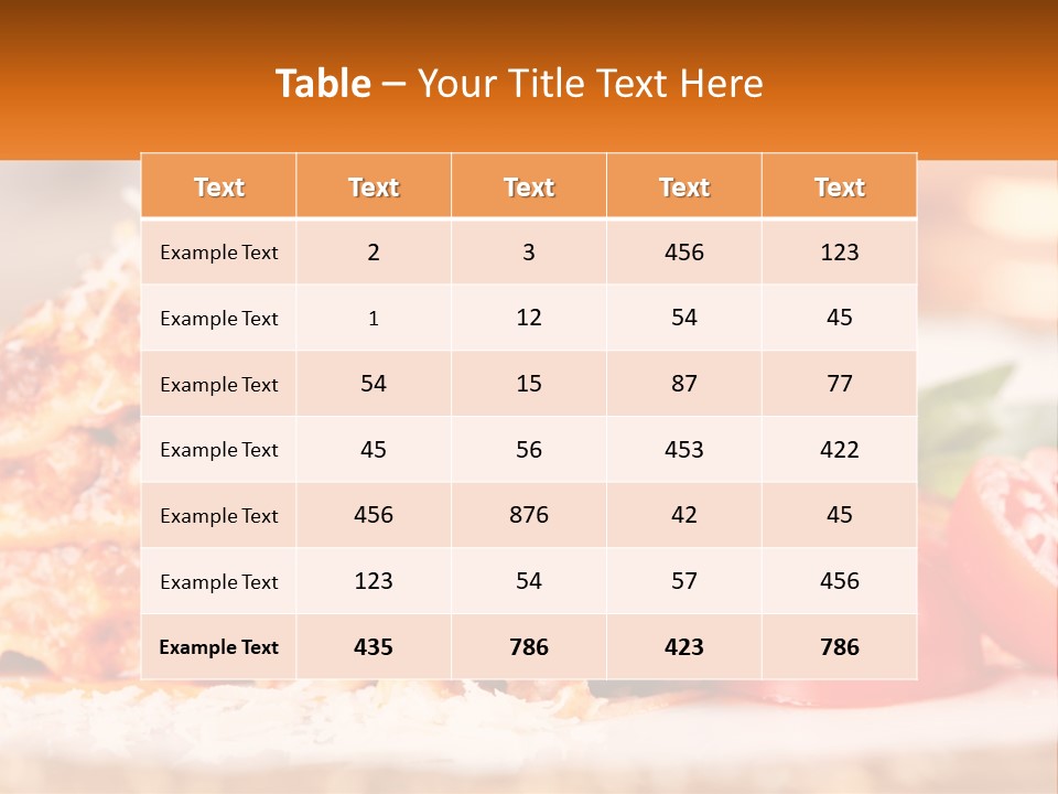 A Plate With Lasagna And Tomatoes On It PowerPoint Template