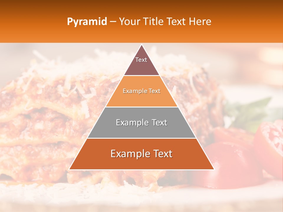 A Plate With Lasagna And Tomatoes On It PowerPoint Template