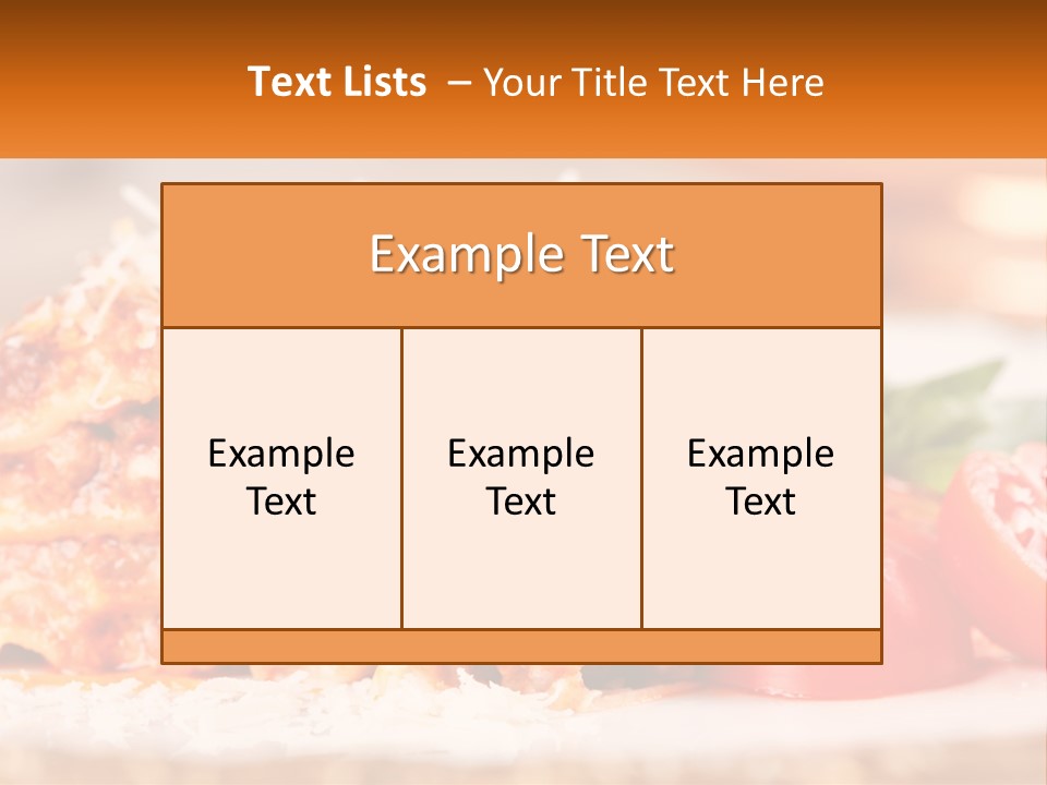 A Plate With Lasagna And Tomatoes On It PowerPoint Template