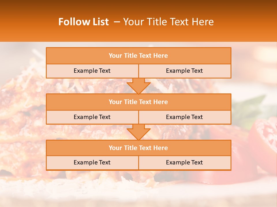 A Plate With Lasagna And Tomatoes On It PowerPoint Template