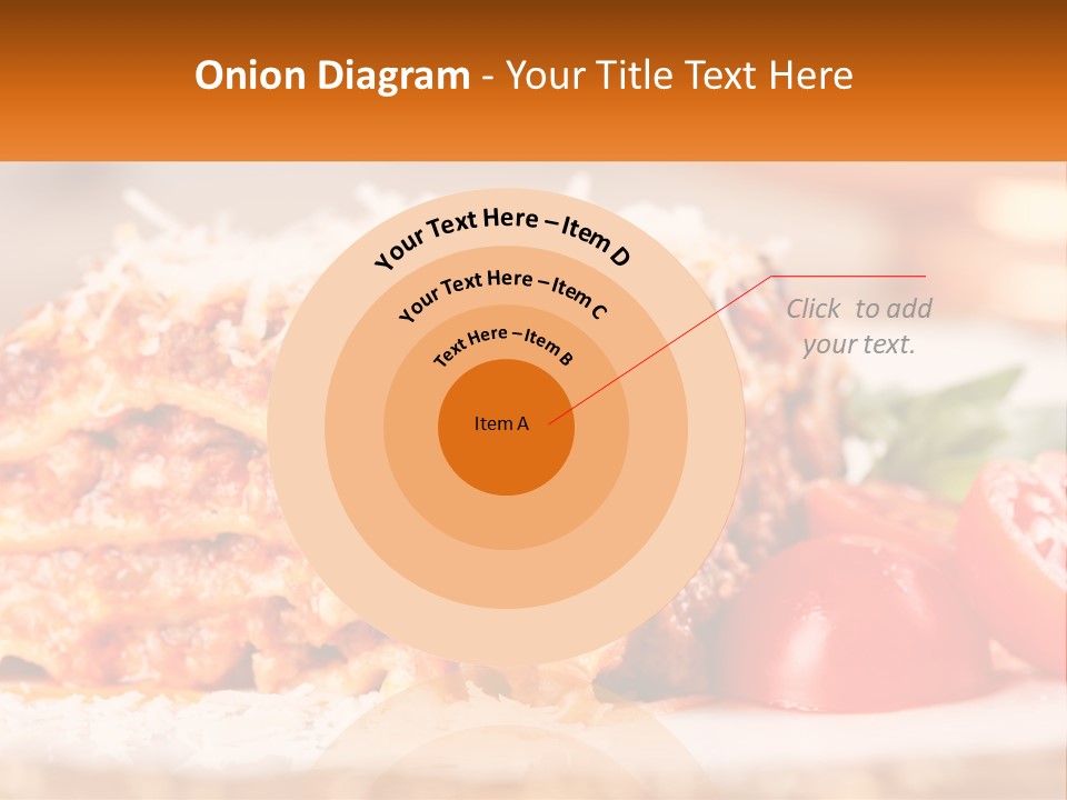 A Plate With Lasagna And Tomatoes On It PowerPoint Template