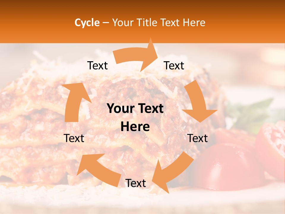 A Plate With Lasagna And Tomatoes On It PowerPoint Template