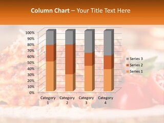 A Plate With Lasagna And Tomatoes On It PowerPoint Template
