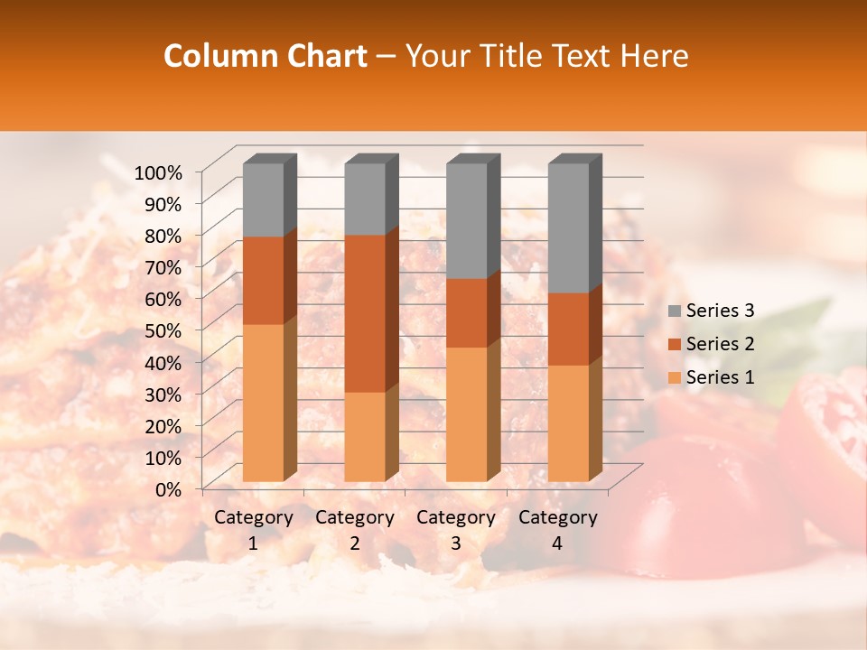 A Plate With Lasagna And Tomatoes On It PowerPoint Template
