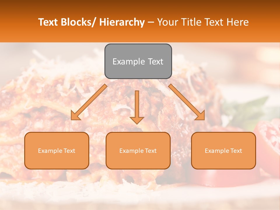 A Plate With Lasagna And Tomatoes On It PowerPoint Template