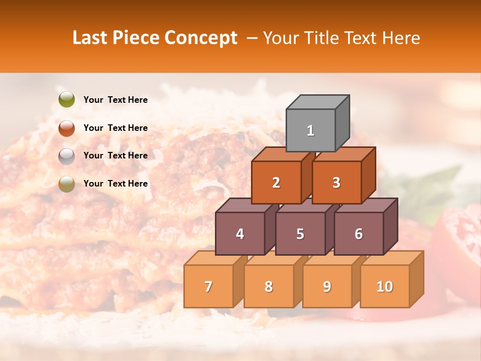 A Plate With Lasagna And Tomatoes On It PowerPoint Template