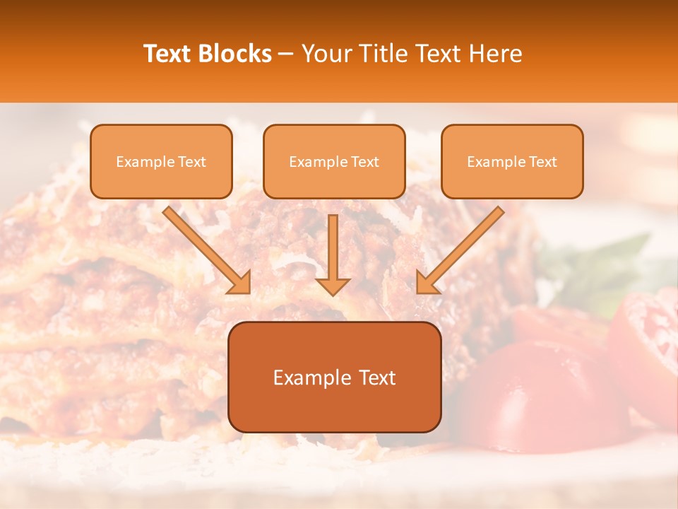 A Plate With Lasagna And Tomatoes On It PowerPoint Template