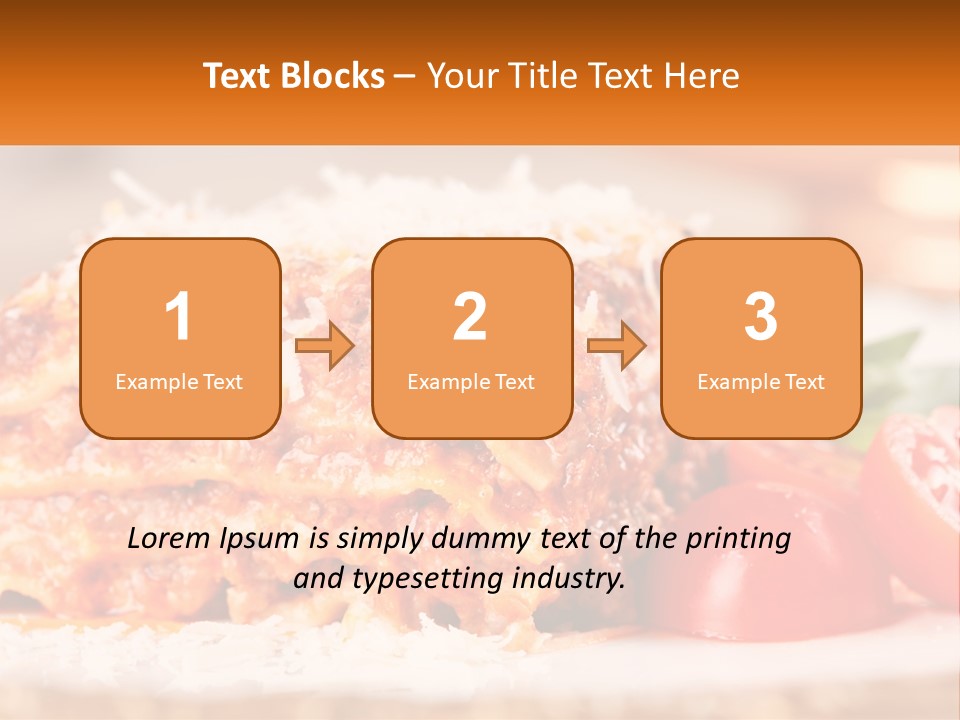 A Plate With Lasagna And Tomatoes On It PowerPoint Template