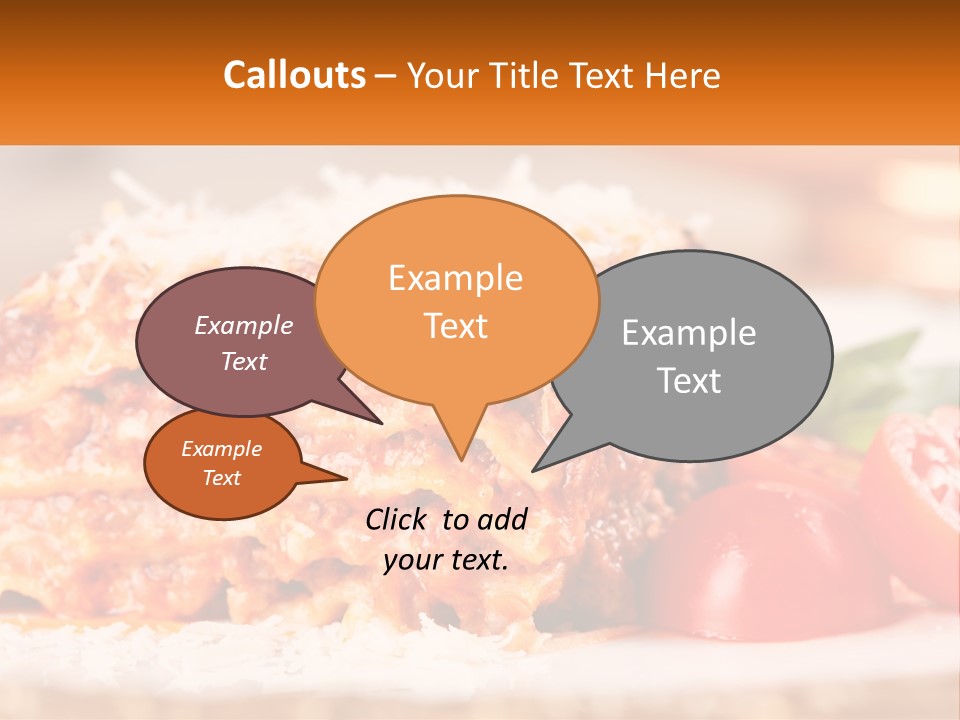 A Plate With Lasagna And Tomatoes On It PowerPoint Template