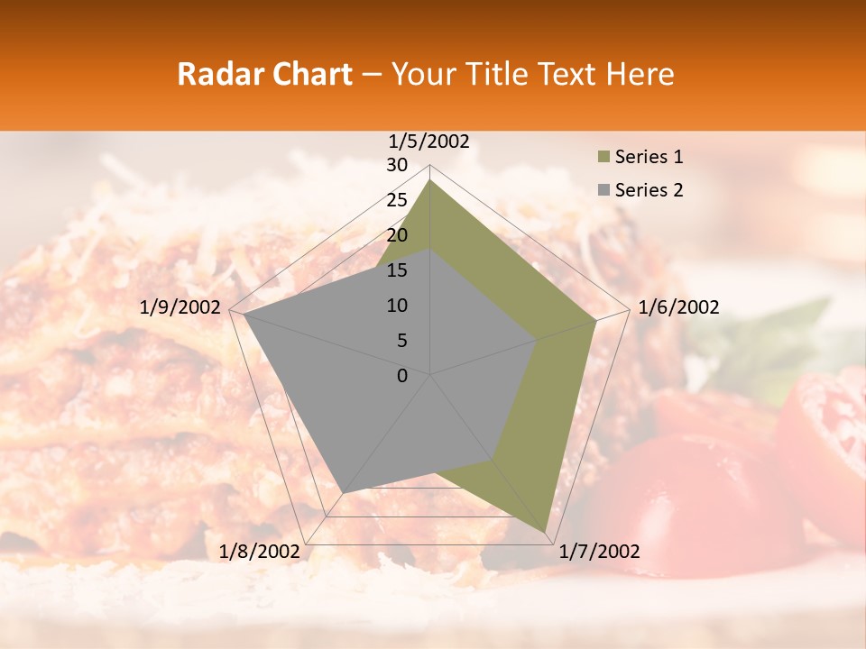 A Plate With Lasagna And Tomatoes On It PowerPoint Template