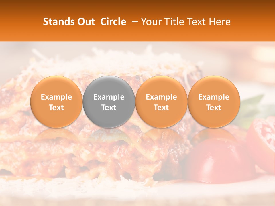A Plate With Lasagna And Tomatoes On It PowerPoint Template