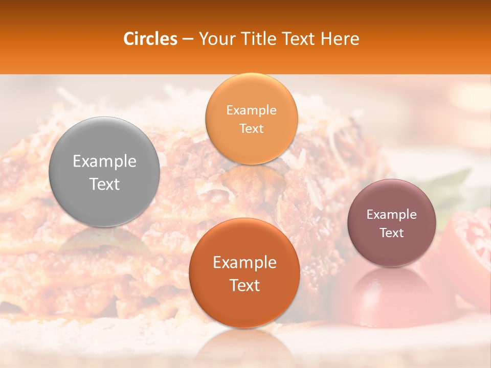 A Plate With Lasagna And Tomatoes On It PowerPoint Template