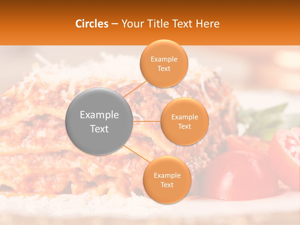 A Plate With Lasagna And Tomatoes On It PowerPoint Template