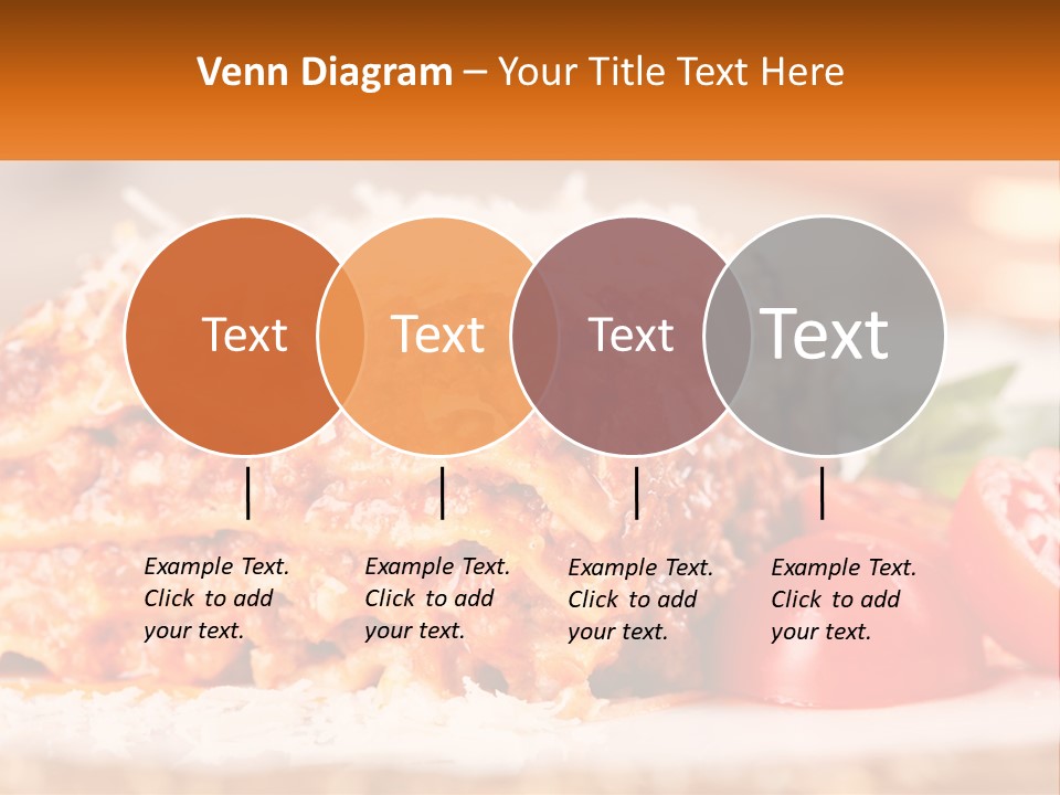 A Plate With Lasagna And Tomatoes On It PowerPoint Template