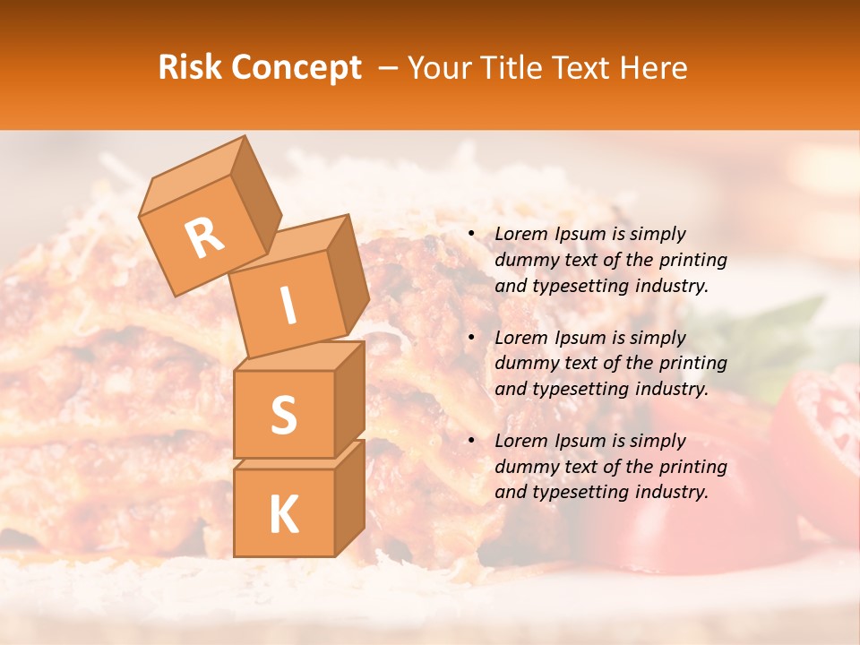 A Plate With Lasagna And Tomatoes On It PowerPoint Template