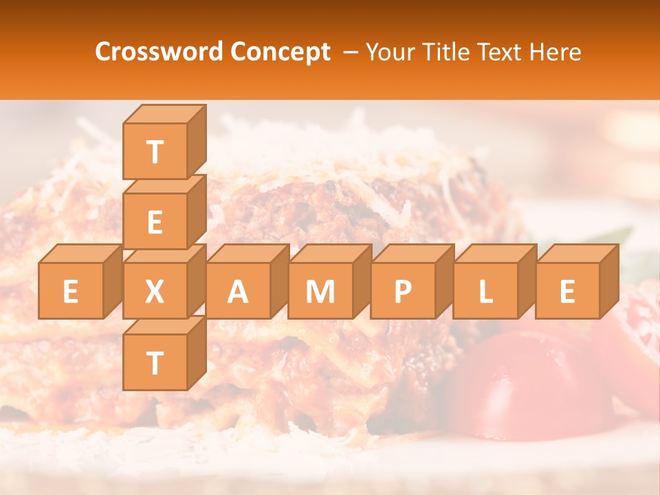 A Plate With Lasagna And Tomatoes On It PowerPoint Template