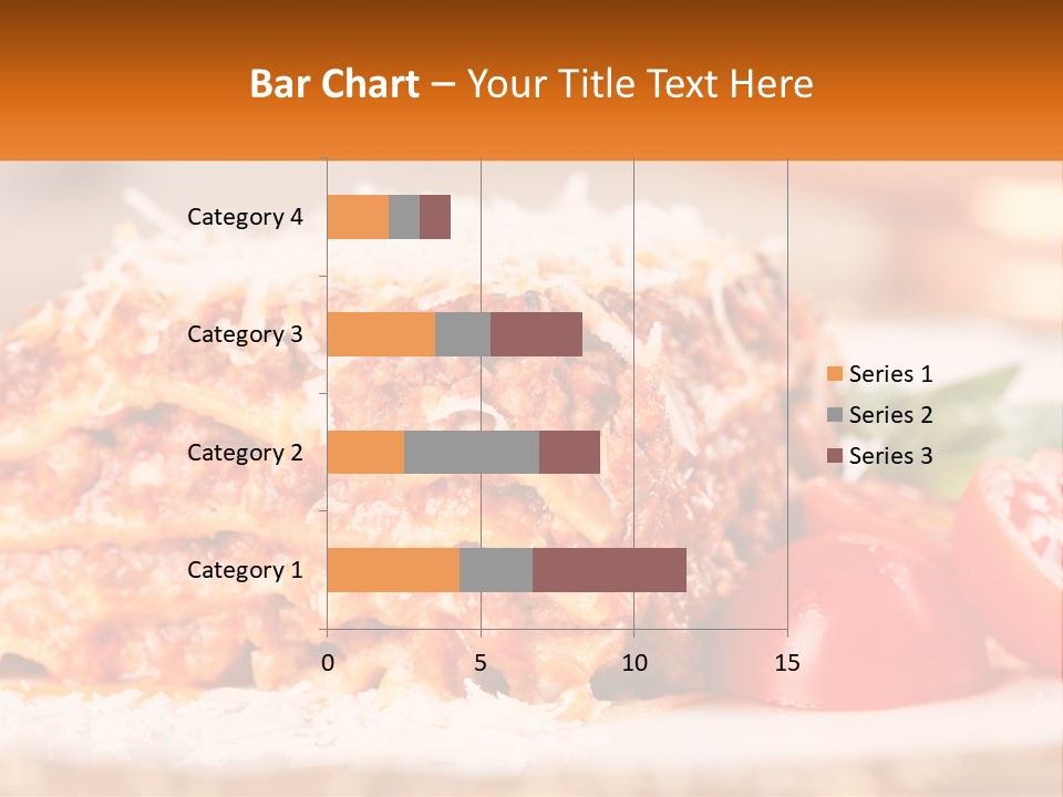 A Plate With Lasagna And Tomatoes On It PowerPoint Template