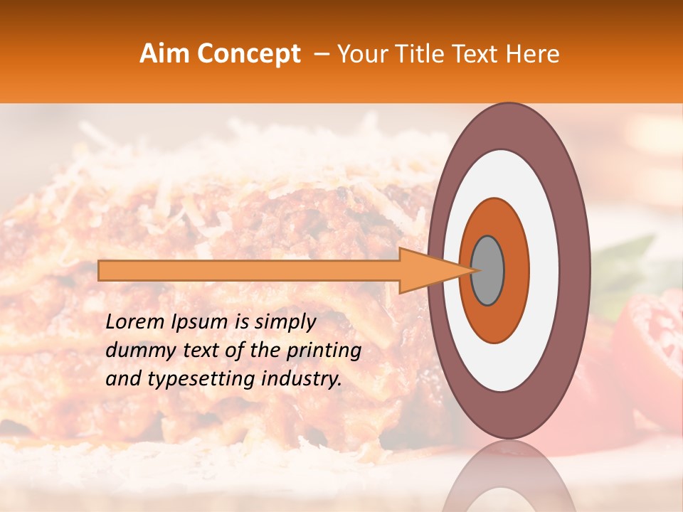 A Plate With Lasagna And Tomatoes On It PowerPoint Template
