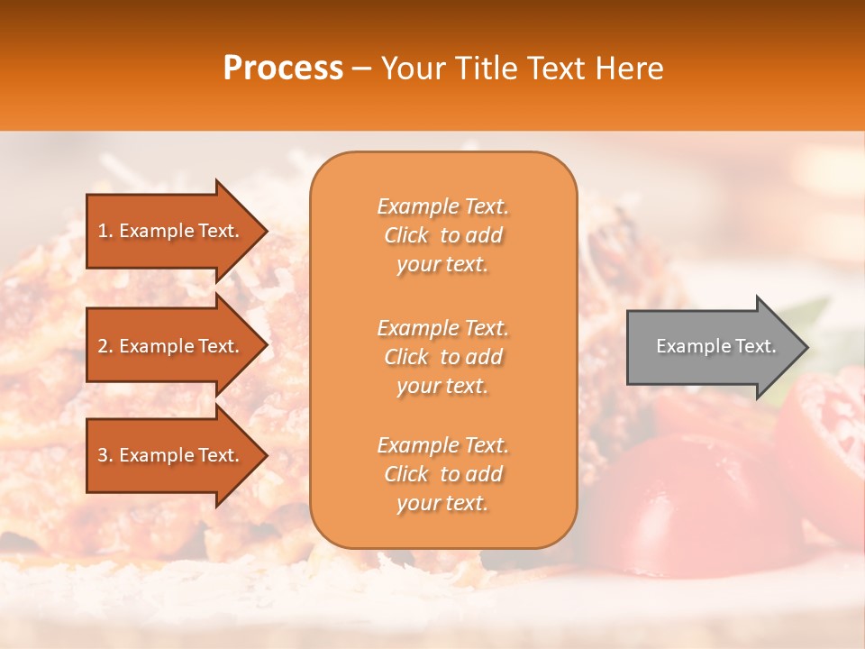 A Plate With Lasagna And Tomatoes On It PowerPoint Template