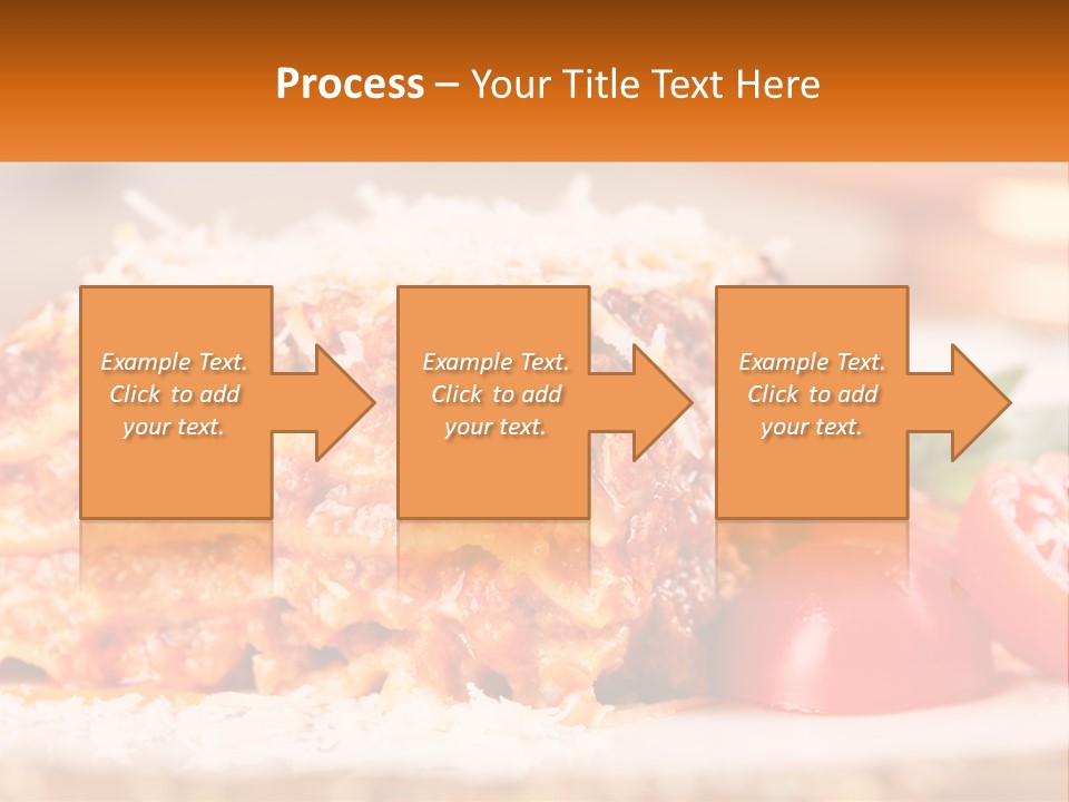 A Plate With Lasagna And Tomatoes On It PowerPoint Template