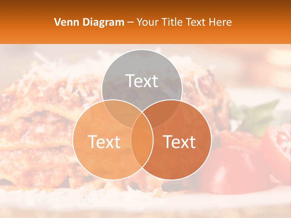 A Plate With Lasagna And Tomatoes On It PowerPoint Template