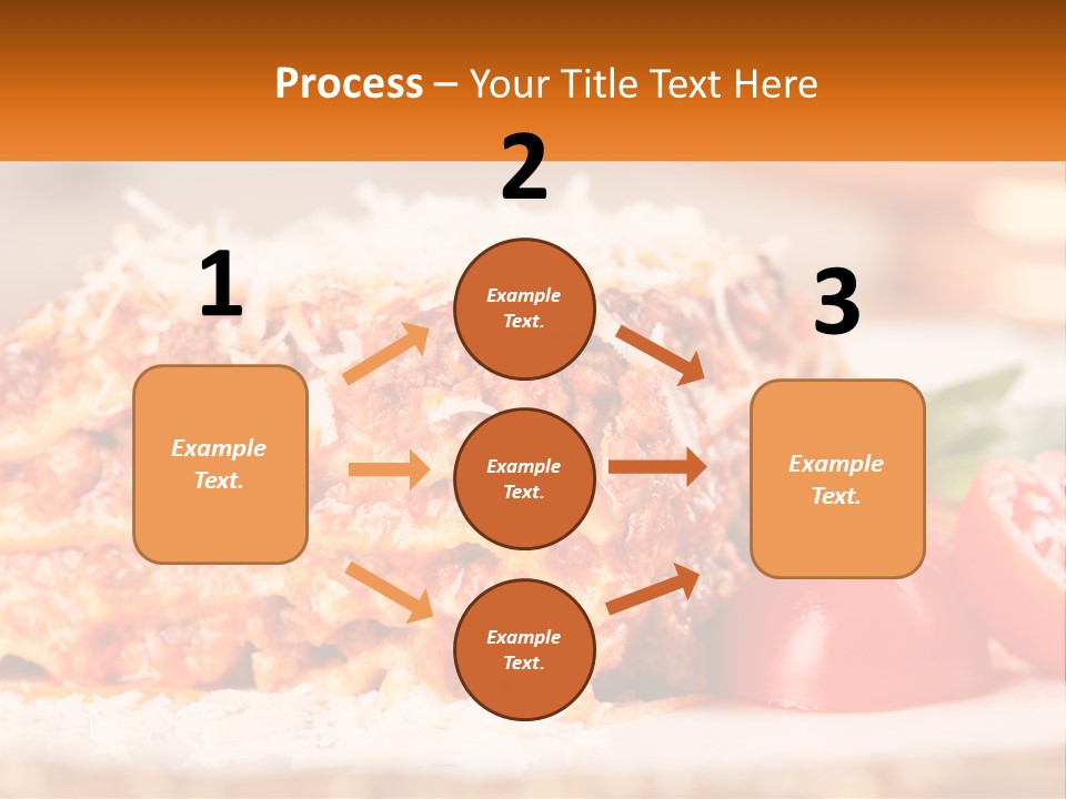 A Plate With Lasagna And Tomatoes On It PowerPoint Template